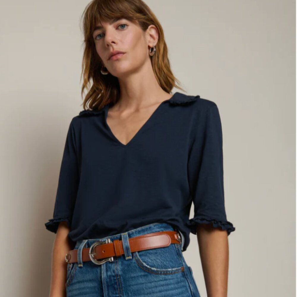 Nation LTD Los Angeles Allison Collared Tee in Night Sky Size XS. NWT!